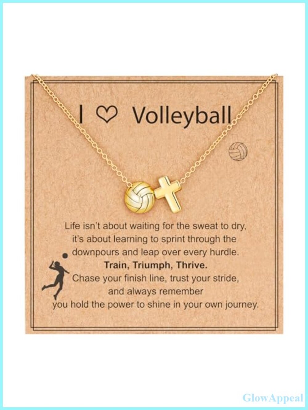 14K Gold & Silver Plated Cross Volleyball Necklace 16in + 3in Extender